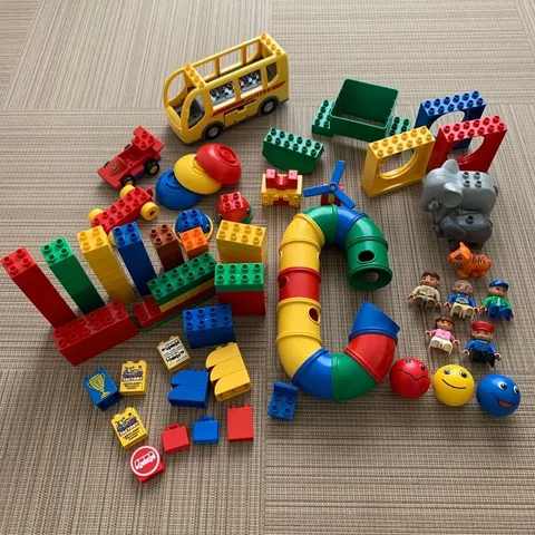 LEGO Duplo Curvy Coaster Animals Bus Car Blocks Lot Japan