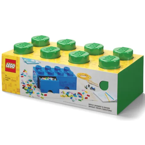 LEGO Brick 2 Drawer Storage Dark Green 8 Knob Organizer Box Holds 1600 Bricks