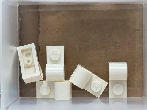 LEGO Parts - White Plate, Modified 1 x 2 with Pin Hole on Top - No 11458 - QTY 5