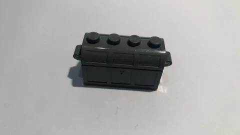 Lego Container, Treasure Chest Thin Hinge Curved Lid 4738ac01 Dark Bluish Gray