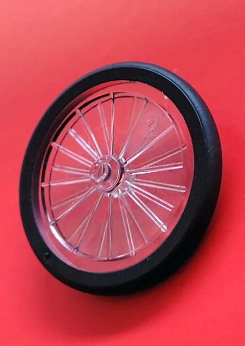 LEGO TRANS CLEAR 92851pb01 Wheel Bicycle w/ Molded Black Hard Rubber Tire Patrn