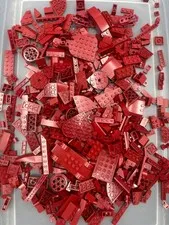 1 lb. and 2 Oz. Mixed Dark Red Colored Legos - standard blocks and unique pieces