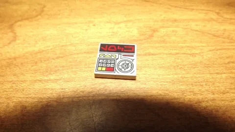 Lego Tile 2x2 W. Red Aurebesh Characters 'LOCK' & Key Controls Pattern (Qty. 1)