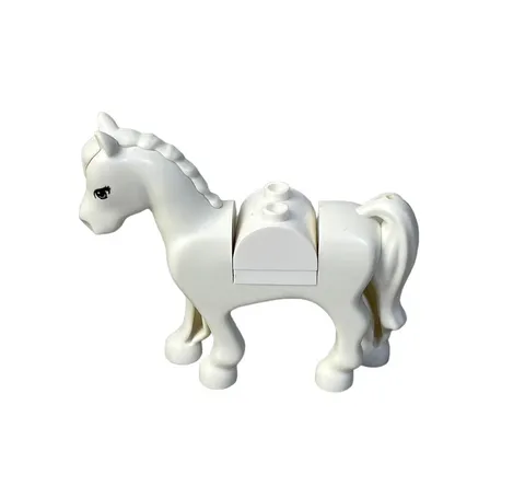 Lego Authentic Horse Animal White Blue Eyes 3 Eyelashes Pattern 2” Figure