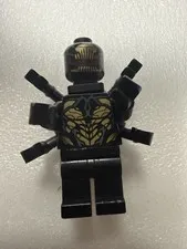 LEGO Black Minifigure w/ Gold Torso Print & Multi-Arm Back Accessory