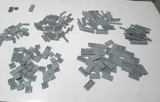 LEGO  LOT OF  240 LIGHT BLUISH GRAY SMOOTH TILES 1X3 1X4 1X6 1X8 2X2 2X3 2X4