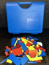 Vintage 1997 Blue LEGO Carry Case Storage Container Box w 125 Flat Pieces!!