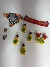 Lot Of Vintage Lego MiniFigures And Accessories, Islanders, Flags And Canoe