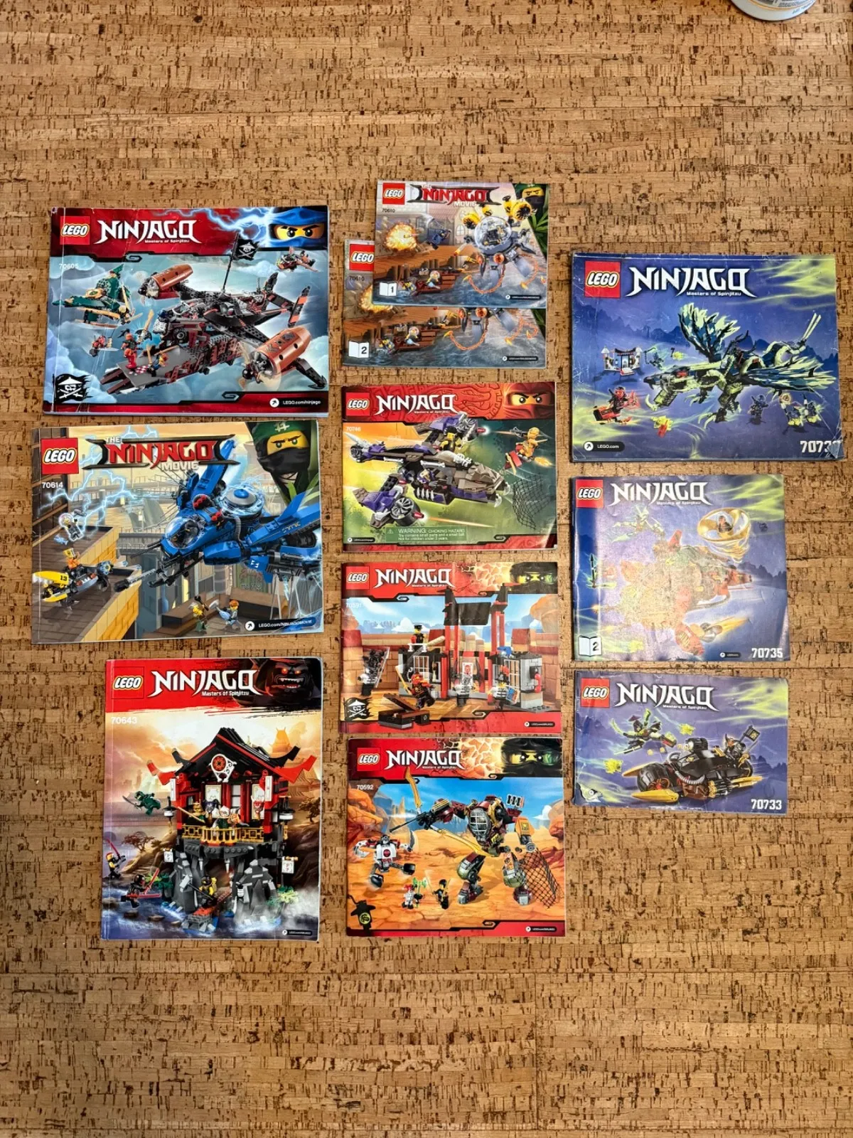 Lot of 11 LEGO NINJAGO Movie & Masters of Spinjitzu Manual Instruction Booklets
