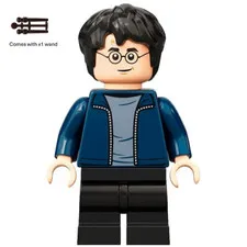 LEGO Harry Potter Minifigure hp288 Dark Blue Open Jacket Wand New Genuine