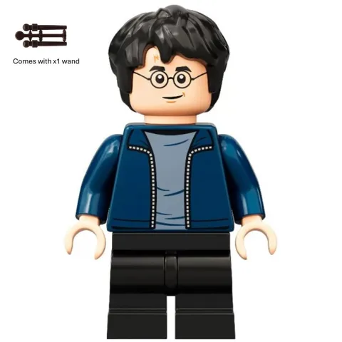 LEGO Harry Potter Minifigure hp288 Dark Blue Open Jacket Wand New Genuine