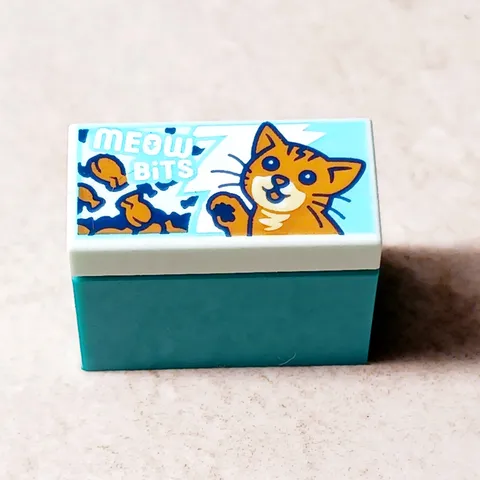 New LEGO Goldfish Cat Snacks Printed Food Brick Cap Orange Kitty Happy Food Part