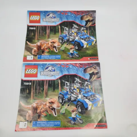 Lego Jurassic World T Rex Tracker #75918 1 & 2 Instruction Books Pre-owned