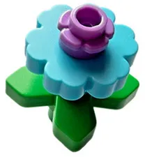 Lego NEW Lavender /Turquoise FLOWER on Green LEAF Plant Garden Patch Part D816