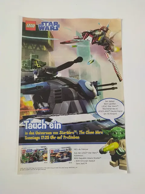Rare Advertising Flyer Advertising Sheet Lego Star Wars 8019 8018 2009