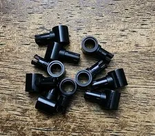 LEGO Black Technic Pin, Friction Ridges, Pin Hole. QTY 10. Part No. 15100