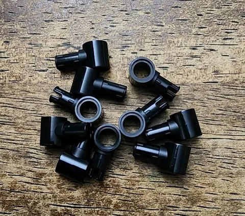 LEGO Black Technic Pin, Friction Ridges, Pin Hole. QTY 10. Part No. 15100