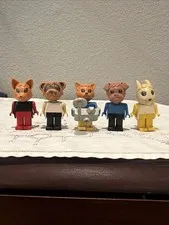 Vintage 1980s LEGO Fabuland Animal Figures Lot Bunny Fox Cat Dog Minifigures