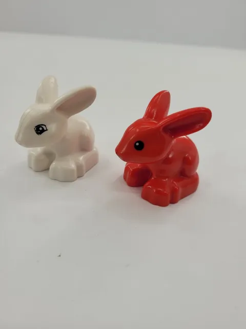  DUPLO LEGO Logo Red & White Bunny Bunnies Rabbit Zoo Animal Thumper Lot 