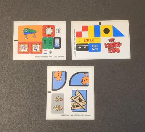NO BRICKS Lego Spongebob Squarepant Sticker Sheet  Set of 3 - 3830 - 3833 - 3834