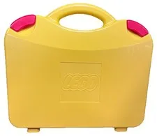 LEGO Yellow Orange Red Plastic Carry TRAVEL CASE Storage Box with 4 Dividers