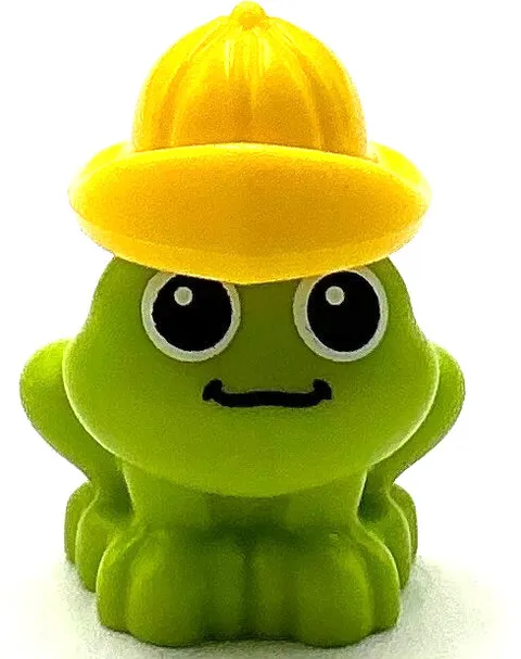 Lego New Frog Mini Doll Style Sitting with Black and White Eyes w/ Rain Hat Part