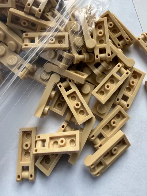 LEGO-NEW-#60478- TAN-1 X 2 PLATE MODIFIED W/BAR HANDLE ON END-25 PIECES
