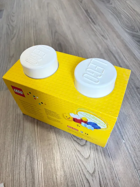 LEGO Box Blue Storage Brick  Stackable Container 2 Knobs White
