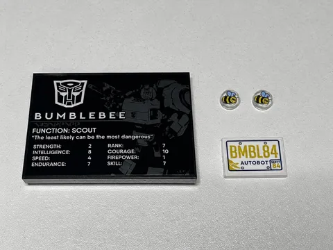 LEGO Transformers Bumblebee Printed Parts Lot Panel Bees License Plate Genuine