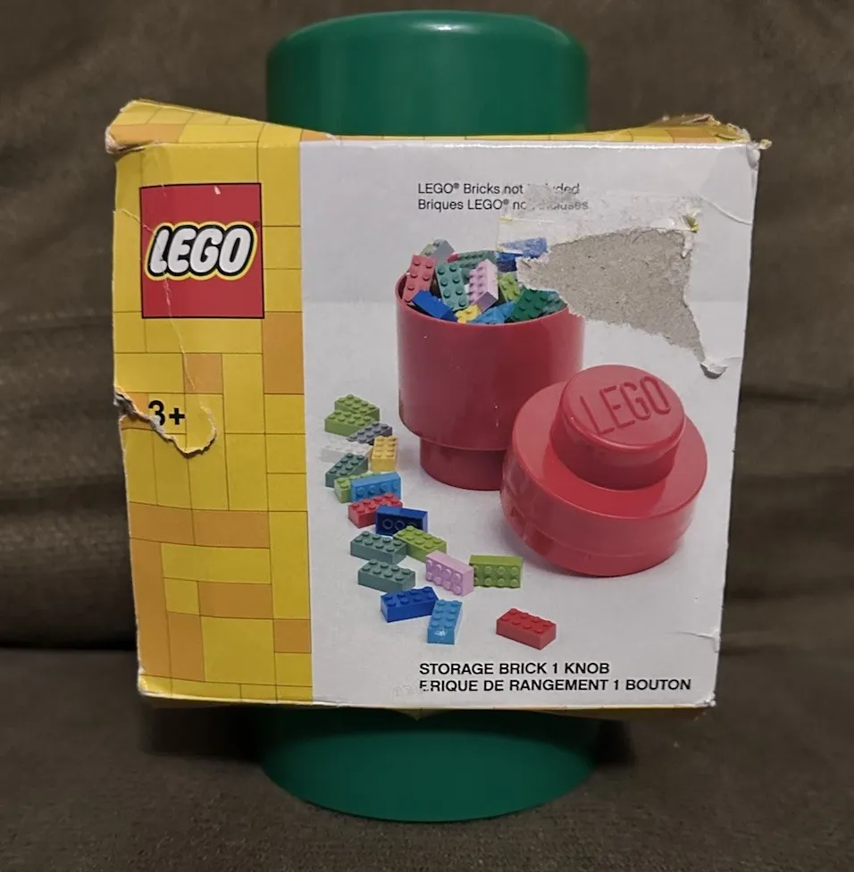 LEGO Storage Brick 1 Knob Green Stackable Plastic Container, 1 Compartment