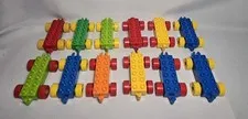 Lego Duplo Bricks Train Cars Wheels Base Vehicle Toy Yellow Blue Red Lot Of 12