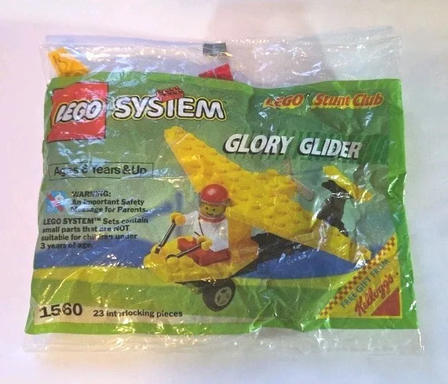 Vintage 1992 LEGO TOWN AIRPORT NOS #1560 GLORY GLIDER Kellogg’s Gift Stunt Club