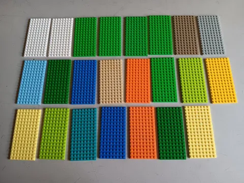 LEGO BULK LOT 23 8X16 STUD BASE PLATES #92438 5" x 2.5" MIXED COLORS