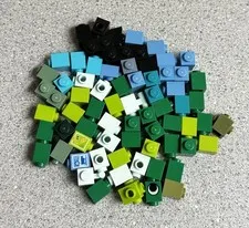 Genuine Lego 73 Pieces Vtg Black, Green Brick 1x1 Bulk Building Parts 3005 Mixed