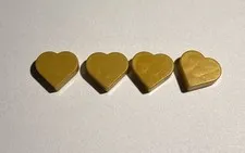 New LEGO Clover Heart Lot of 4 GOLD Heart Tiles 1x1 Solid Color Parts Bulk Lot