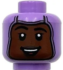 Lego New Medium Lavender Minifigure Head Balaclava Female Reddish Brown Face
