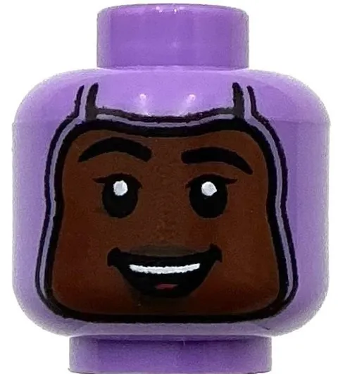 Lego New Medium Lavender Minifigure Head Balaclava Female Reddish Brown Face