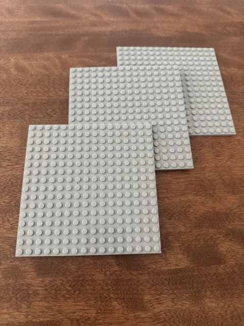 LEGO Gray Baseplate 16x16 Lot of 3 Plastic Building Baseplates for LEGO Sets