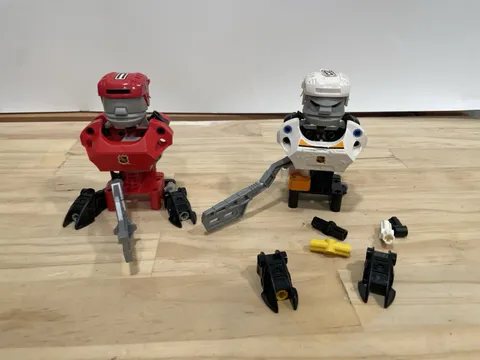 Lot Of 2 Lego Bionic Hockey Player Robot Assembled NHL - Red And White