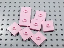 LEGO Lot of 8 Pink 2x2 Smooth Tiles Plates w/ Stud in Center BN