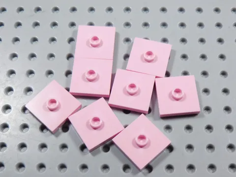 LEGO Lot of 8 Pink 2x2 Smooth Tiles Plates w/ Stud in Center BN