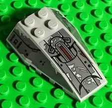 LEGO Wedge 6 x 4 Triple Curved w SW AT-ST Leg Panels Sticker on Dark Bluish Gray