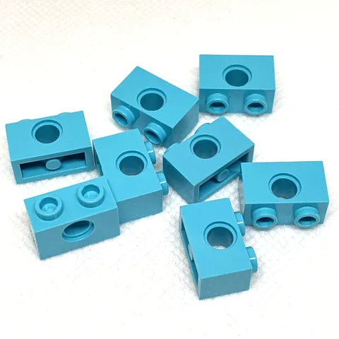 LEGO Parts - Medium Azure  Technic, Brick 1 x 2 with Hole - No 3700 - QTY 8