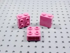 LEGO Lot of 3 Dark Pink 1x2x2 Wall Bricks w/ 4 Side Studs BN