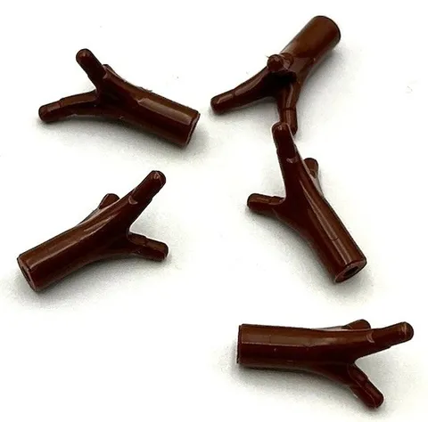 Lego 5 New Reddish Brown Plant Flower Stems w/ Bar 3 Stems Short Parts
