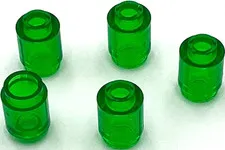Lego 5 New Trans-Green Transparent Bricks Round 1 x 1 Parts