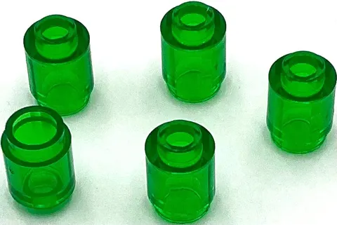 Lego 5 New Trans-Green Transparent Bricks Round 1 x 1 Parts