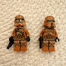 LEGO Star Wars Clone Trooper Minifigures Lot of 2 Tan Armor Plastic Age 6+