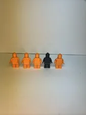 Lego Lot of 5  Monochrome Solid Plain Minifigures - 4 Orange 1 Black