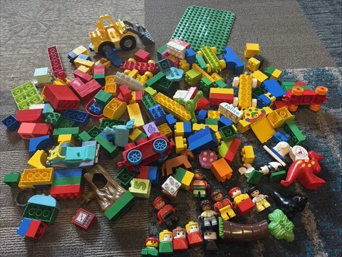 Huge Lego Duplo Lot Pieces Figures Cars Pirate Animals Bulldozer Dino People Etc